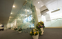 Glass wall and flower decoration in Distribution Exchange Lobby